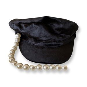 EUGENIA KIM - Imitation Pearl Marine Cap, Black (One size) AS IS